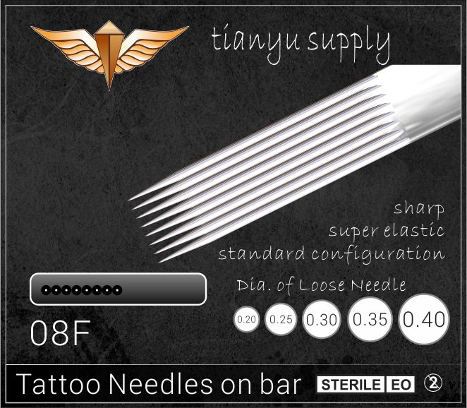 8-Flat Premade Sterilized Tattoo Needle on Bar