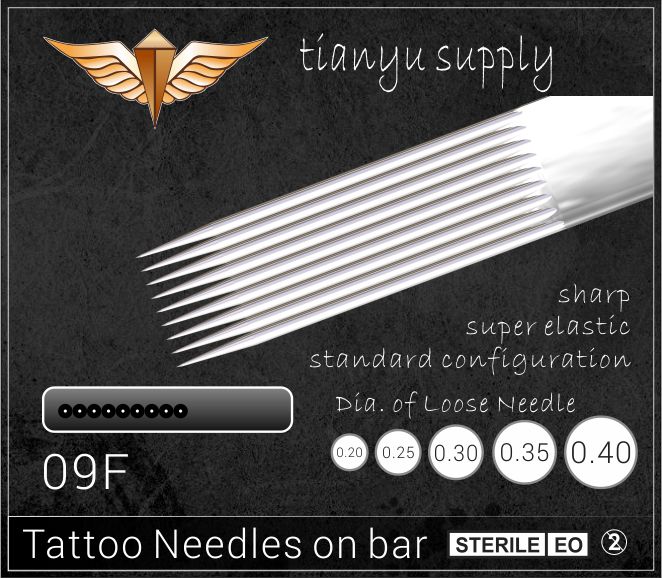 9-Flat Premade Sterilized Tattoo Needle on Bar