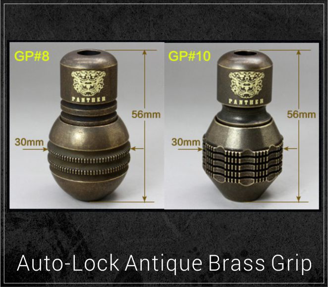 Auto-Lock Antique Brass Tattoo Grip-GP#8,10