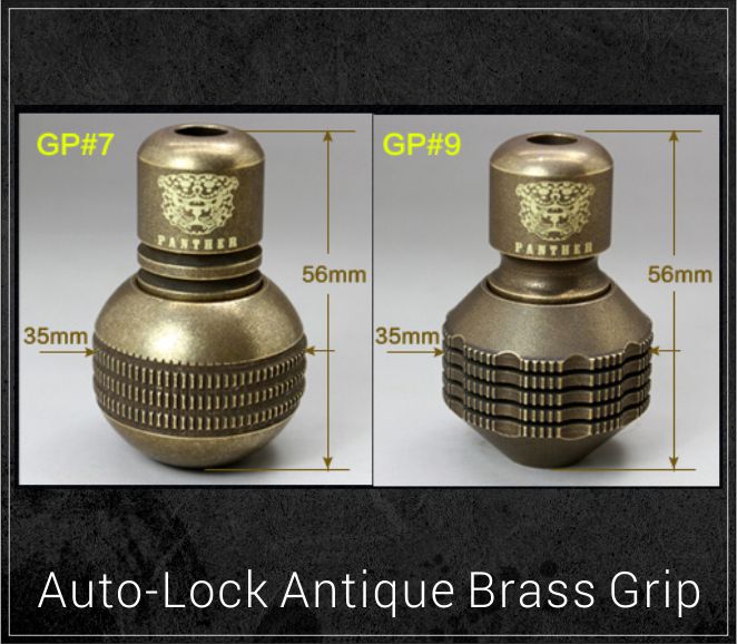 Auto-Lock Antique Brass Tattoo Grip-GP#7,9
